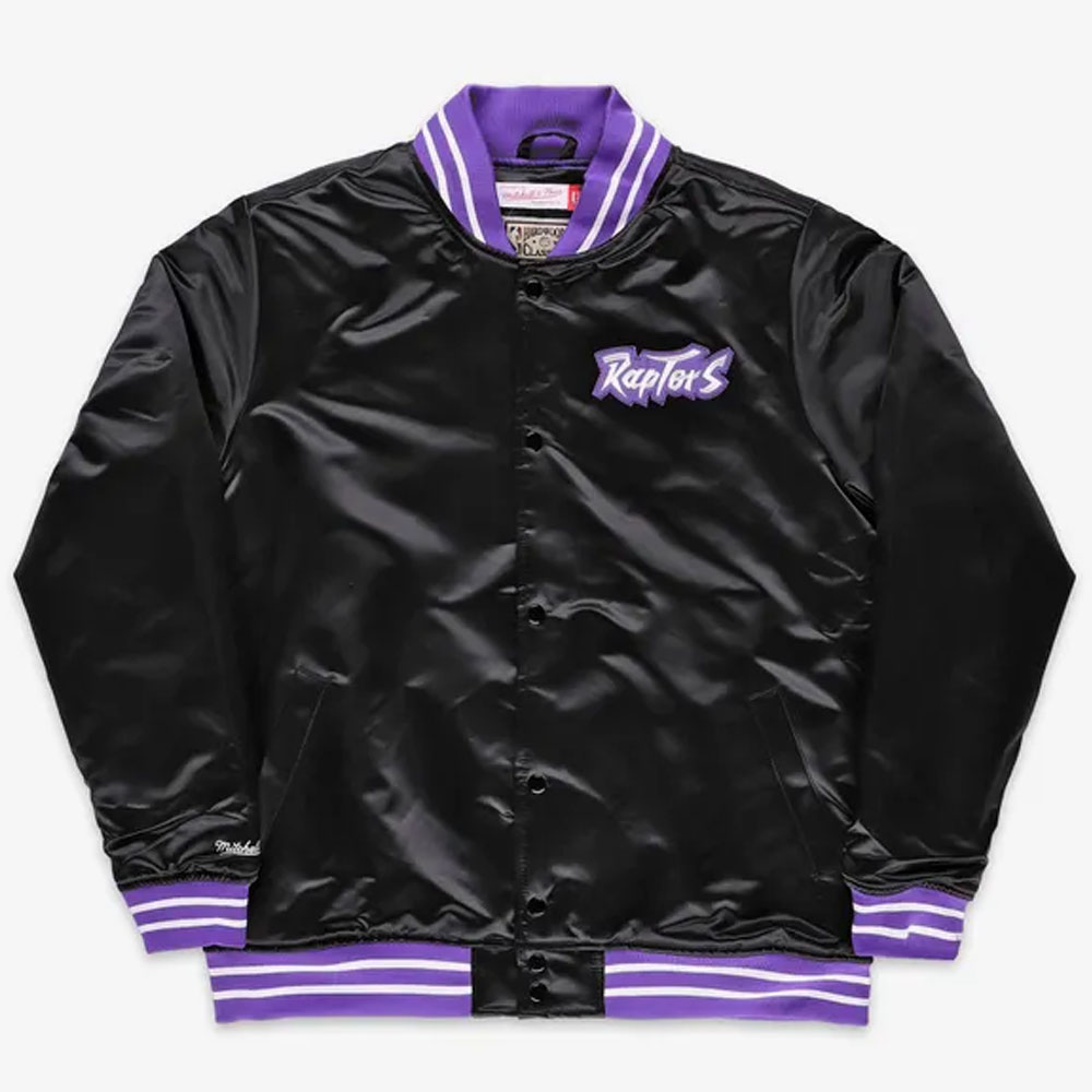 Toronto Raptors Heavyweight Black Satin Jacket - Image 5