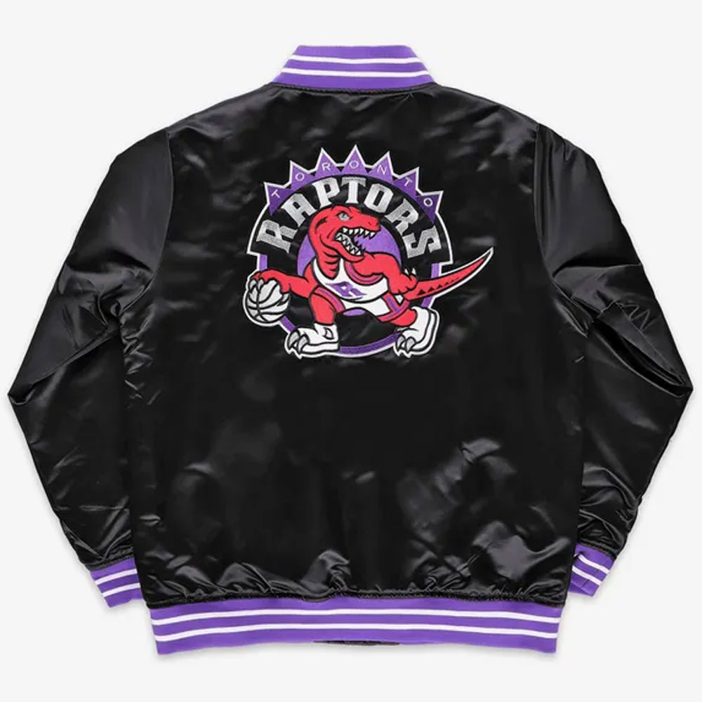 Toronto Raptors Heavyweight Black Satin Jacket - Image 6