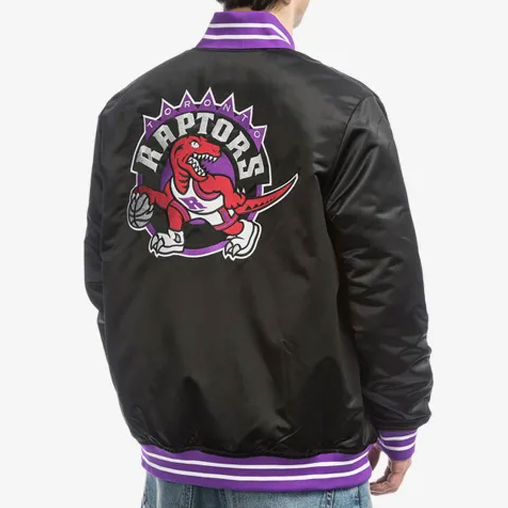 Toronto Raptors Heavyweight Black Satin Jacket - Image 4