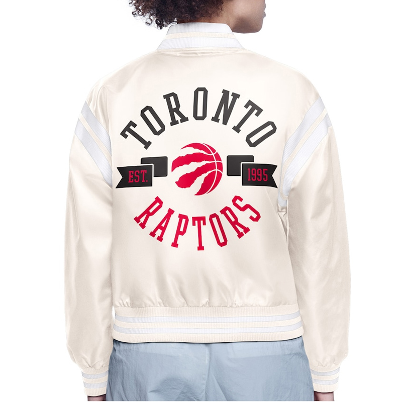 Toronto Raptors Printed Logo Varsity Satin Jacket - Image 4