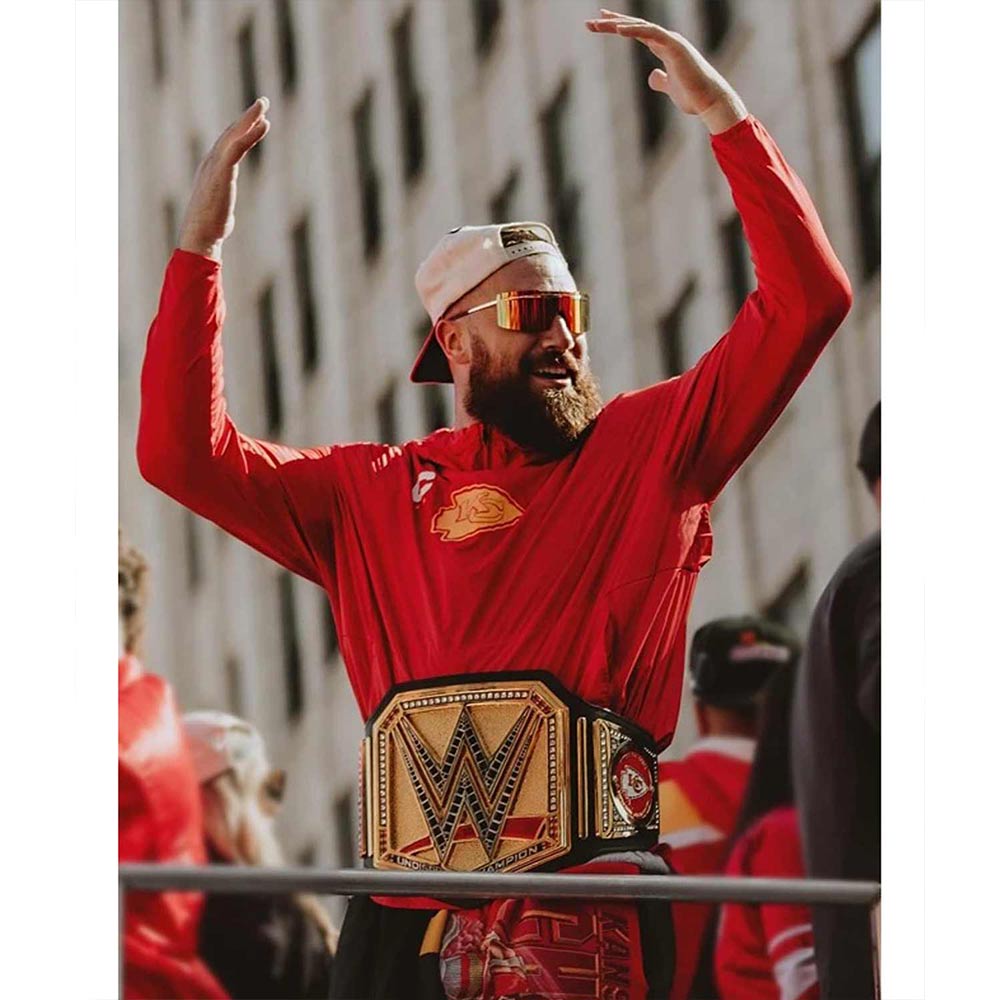 Travis Kelce Super Bowl LVIII Victory Parade Hoodie - Image 11