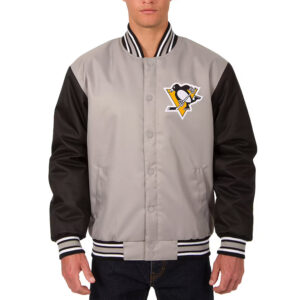 Pittsburgh Penguins Gray and Black Two Hit Jacket