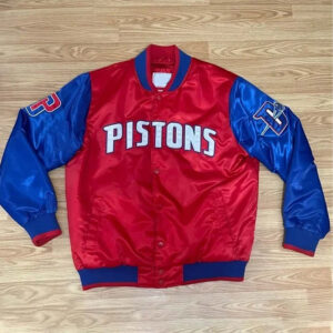 Pistons Ty Mopkins Red and Blue Satin Jacket