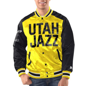 Yellow/Black Utah Jazz Renegade Varsity Satin Jacket