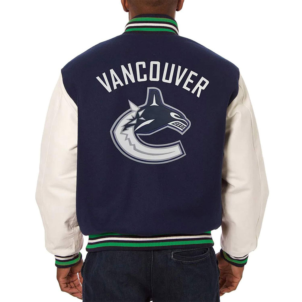 Varsity Vancouver Canucks Blue and White Two-Tone Jacket - Image 2