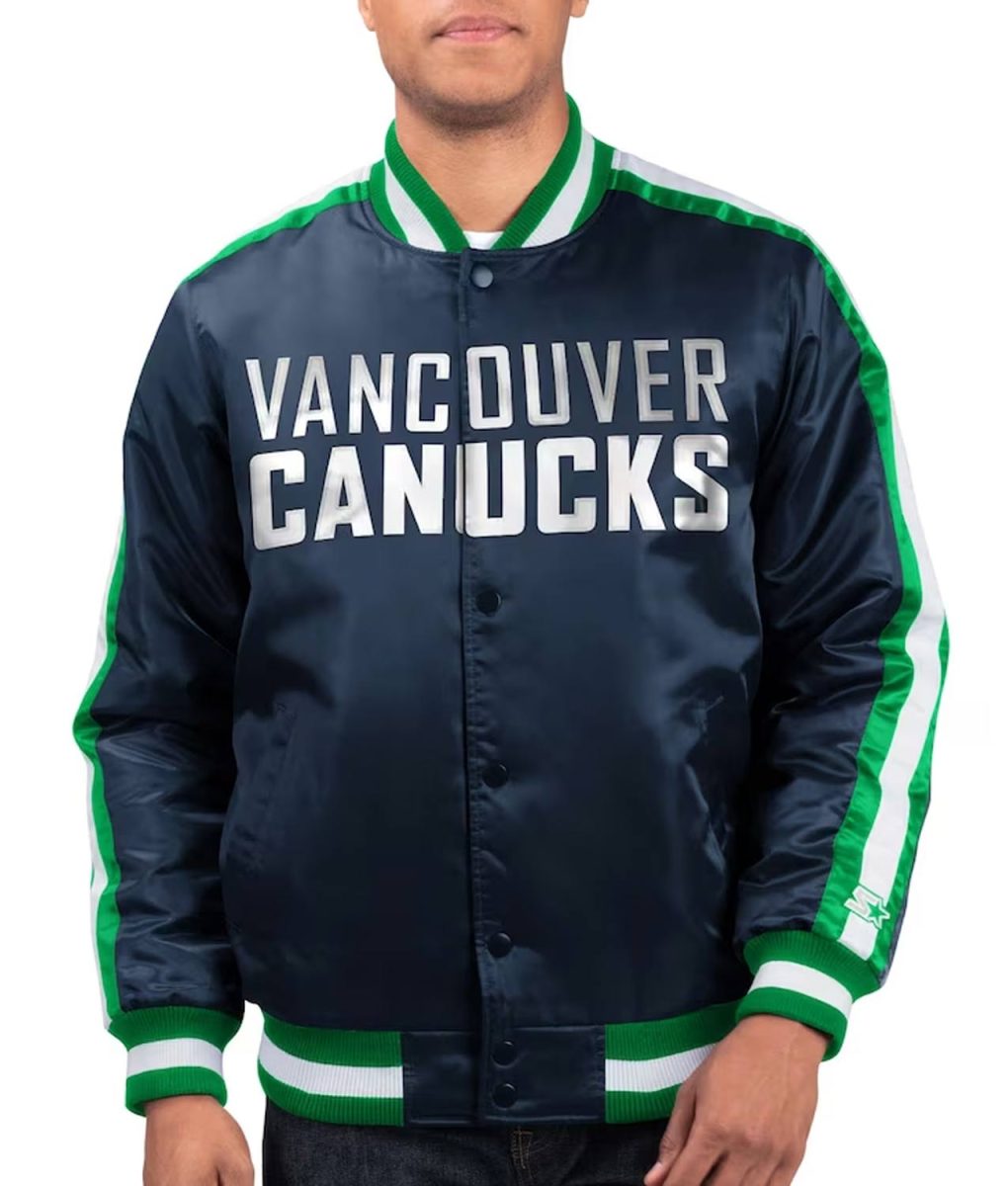 Vancouver Canucks O-Line Navy Varsity Satin Jacket