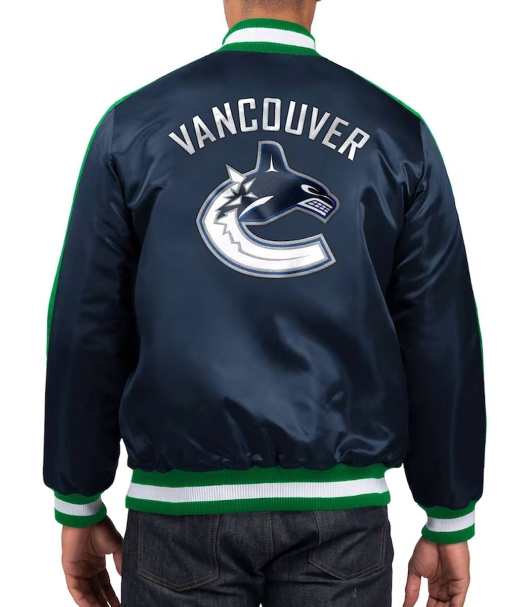 Vancouver Canucks O-Line Navy Varsity Satin Jacket - Image 2