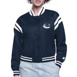 Vancouver Canucks Printed Logo Varsity Satin Jacket