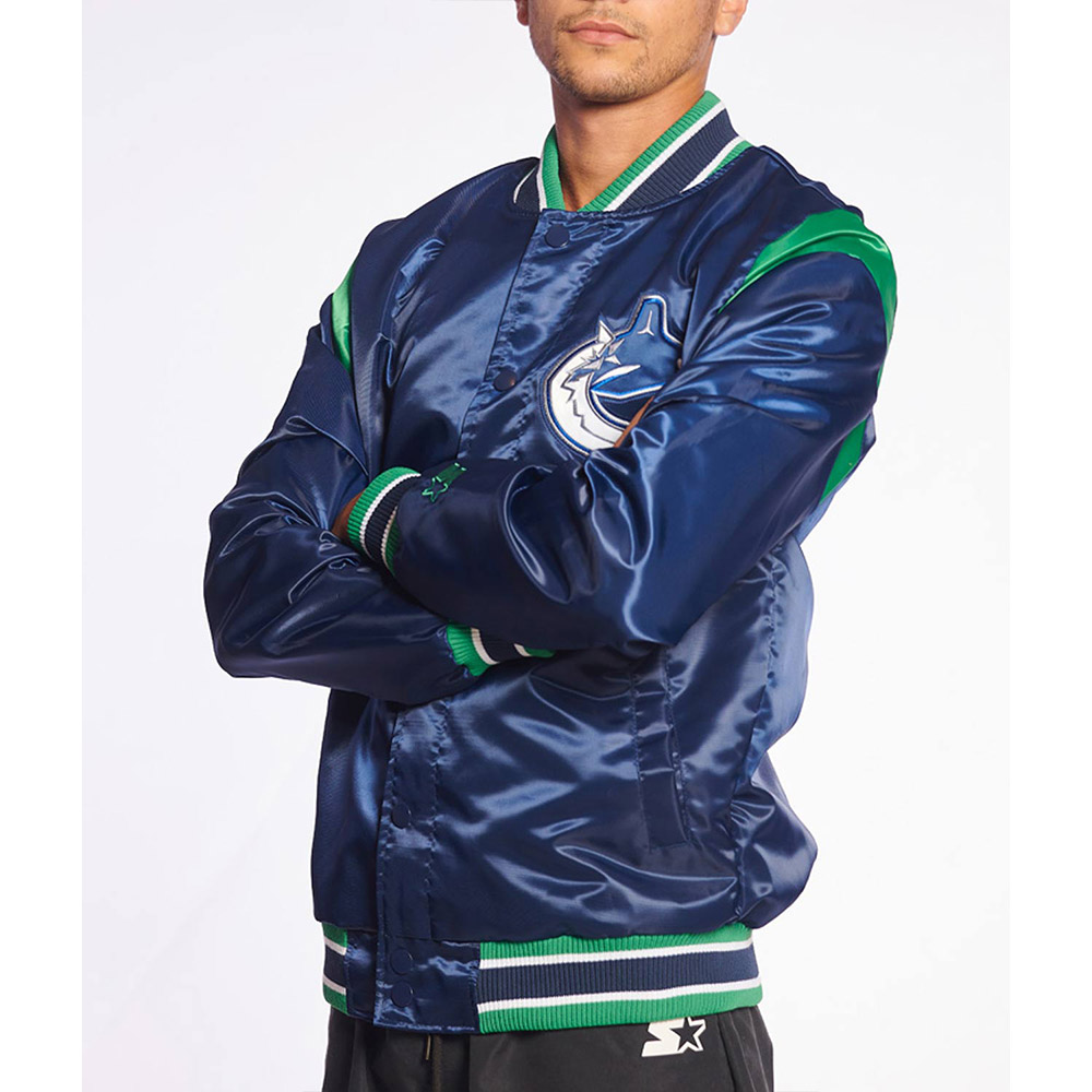 Vancouver Canucks Teddy Blue Satin Jacket - Image 7
