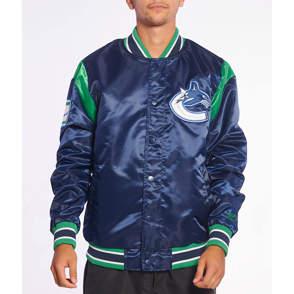 Vancouver Canucks Teddy Blue Satin Jacket - Image 3
