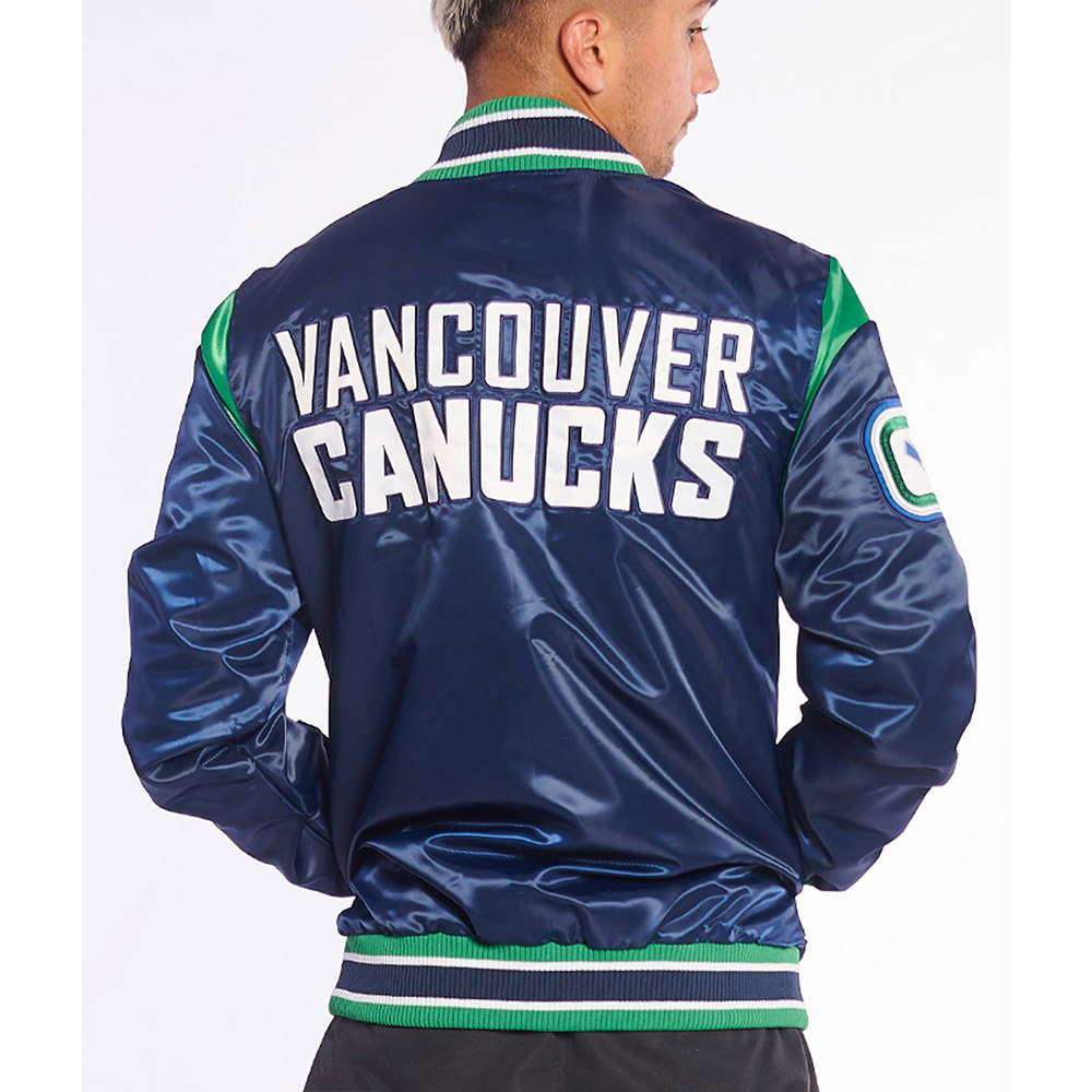 Vancouver Canucks Teddy Blue Satin Jacket - Image 4