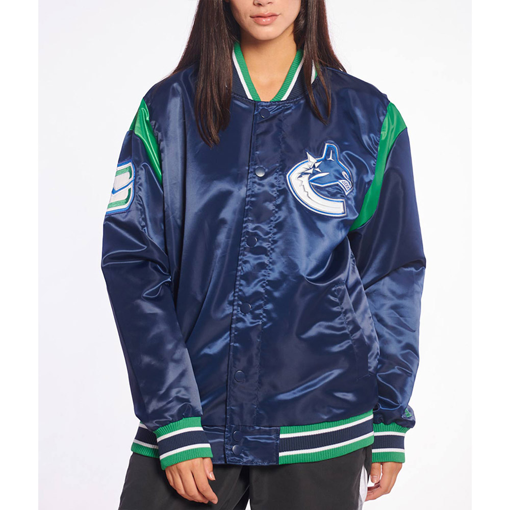 Vancouver Canucks Teddy Blue Satin Jacket - Image 5