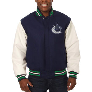 Varsity Vancouver Canucks Blue and White Two-Tone Jacket