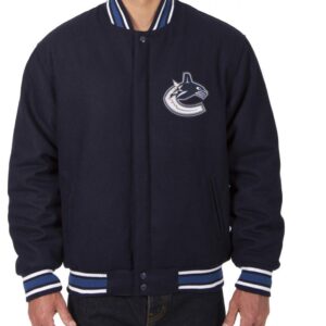 Varsity Vancouver Canucks Navy Blue Wool Jacket