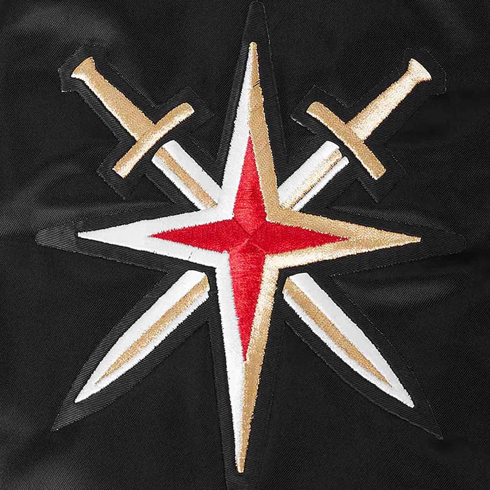 Vegas Golden Knights Glam Black Varsity Satin Jacket - Image 6