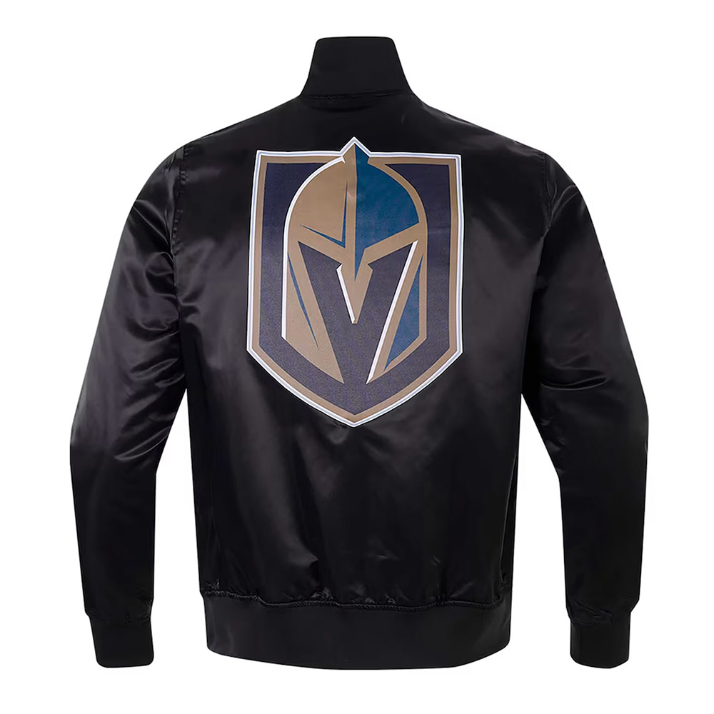 Vegas Golden Knights Glam Black Varsity Satin Jacket - Image 2
