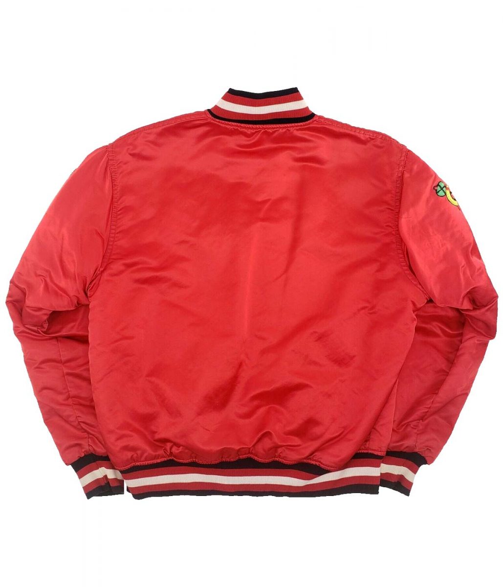 Starter Bomber Chicago Blackhawks 80's Satin Jacket - Image 3