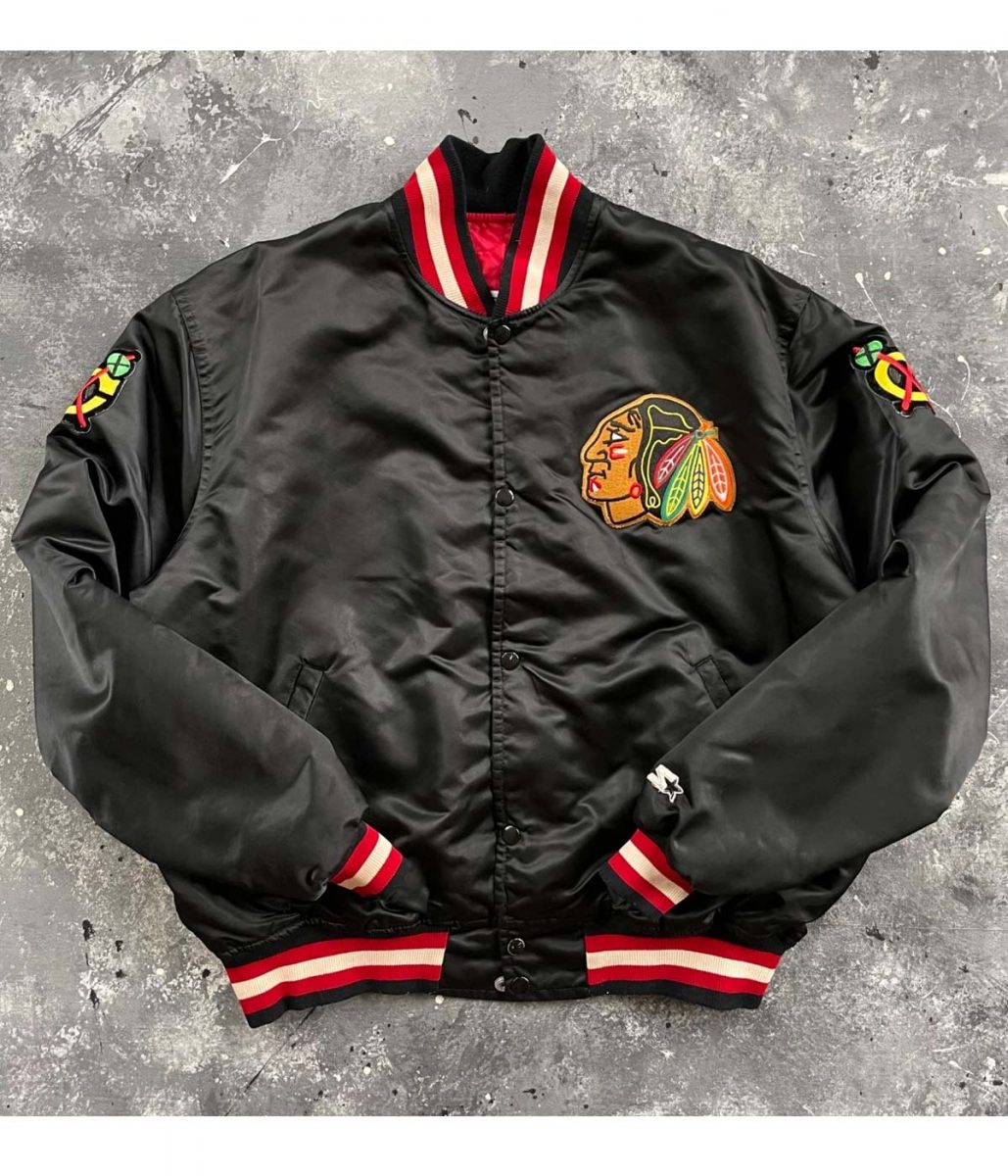 Starter Bomber Chicago Blackhawks 80's Satin Jacket - Image 2