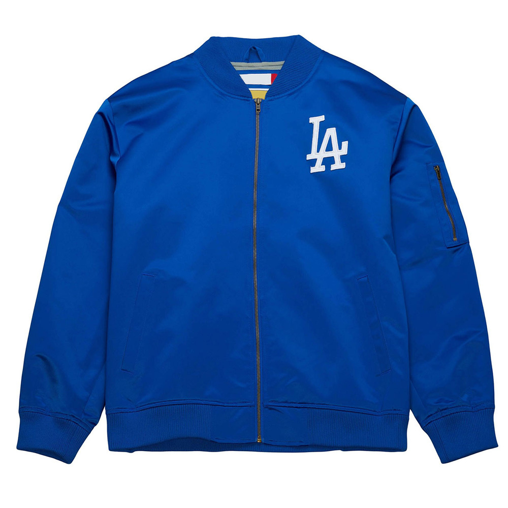 LA Dodgers Vintage Logo Royal Lightweight Satin Jacket - Image 4