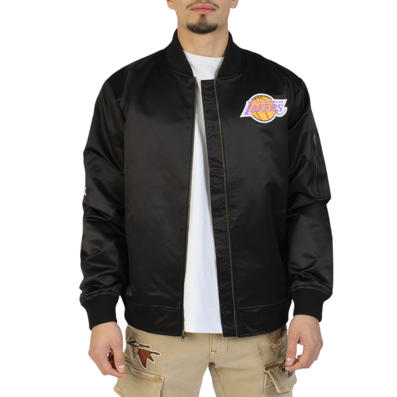 LA Lakers Vintage Logo Lightweight Satin Jacket - Image 3