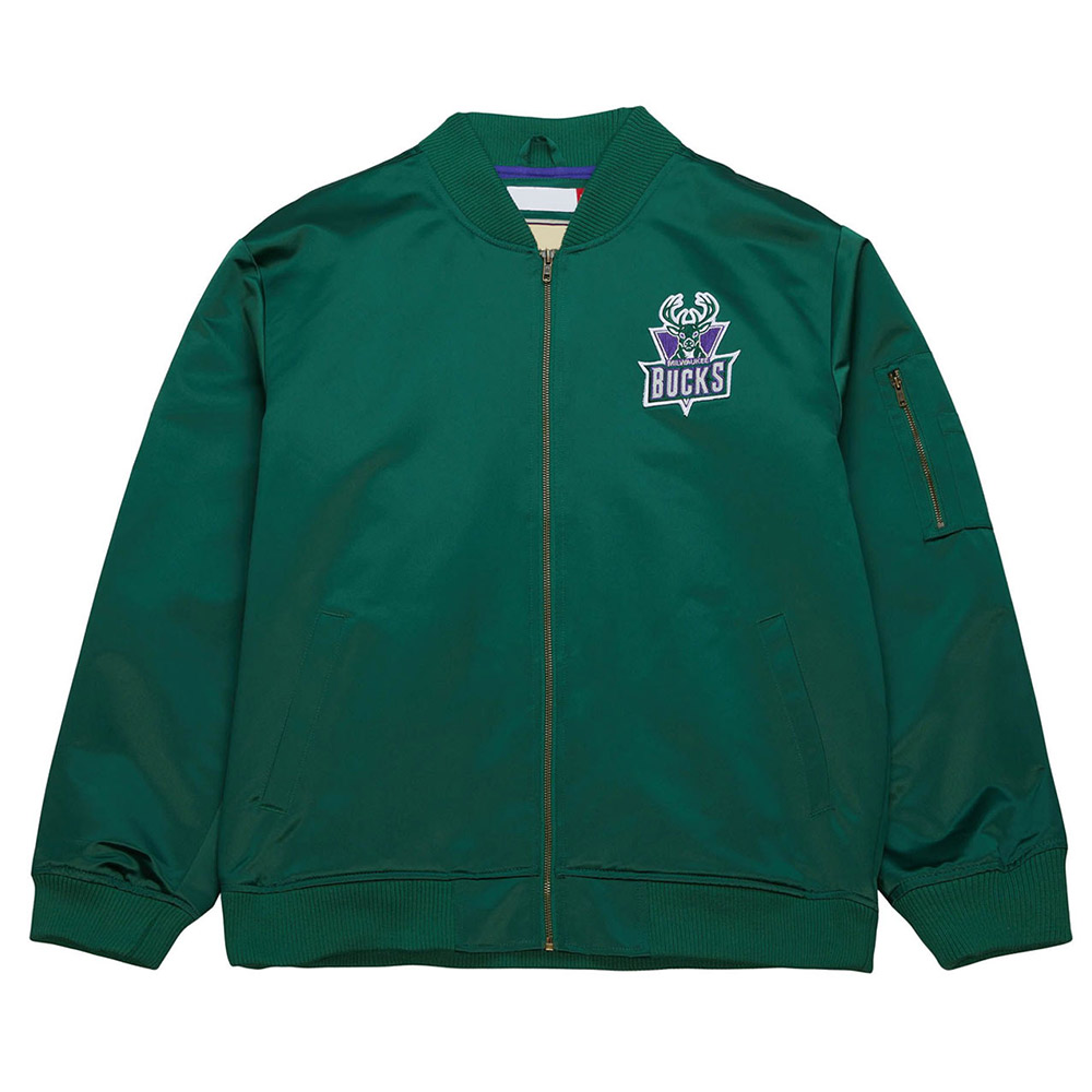 Milwaukee Bucks Vintage Logo Green Lightweight Satin Jacket