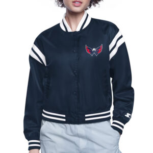 Washington Capitals Printed Logo Varsity Satin Jacket
