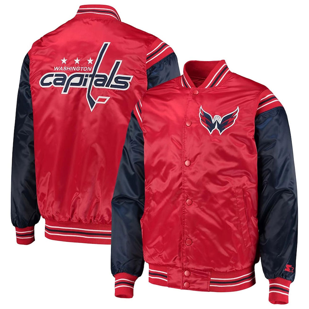 Washington Capitals Red and Blue Satin Jacket - Image 3