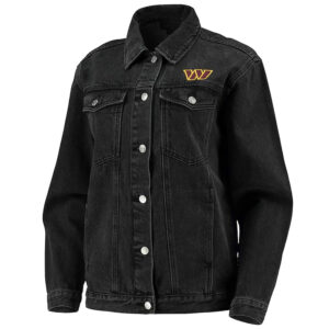 Washington Commanders Button-Up Black Denim Jacket