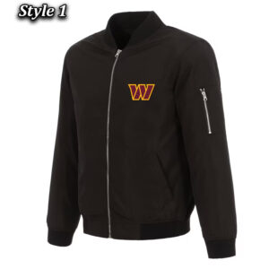 Washington Commanders Nylon Black Bomber Jacket