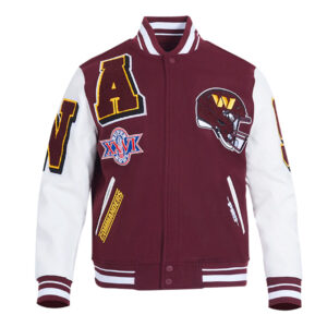 Washington Commanders Mashup Rib Varsity Wool/Leather Jacket