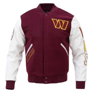 Washington Commanders Burgundy and White Letterman Jacket