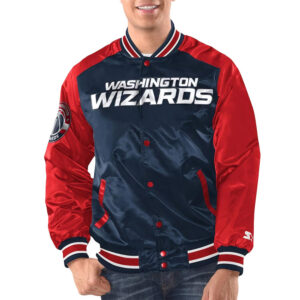 Navy/Red Washington Wizards Renegade Varsity Satin Jacket