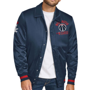 Washington Wizards Stitch Applique Navy Satin Jacket