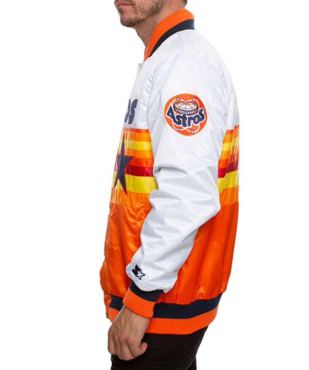 Houston Astros White and Orange Satin Jacket - Image 5