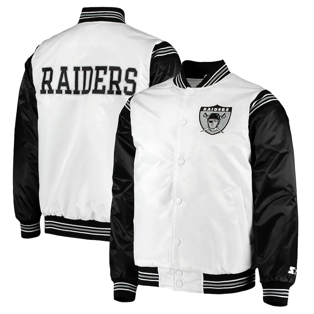Las Vegas Raiders Historic Renegade Satin White/Black Jacket - Image 5