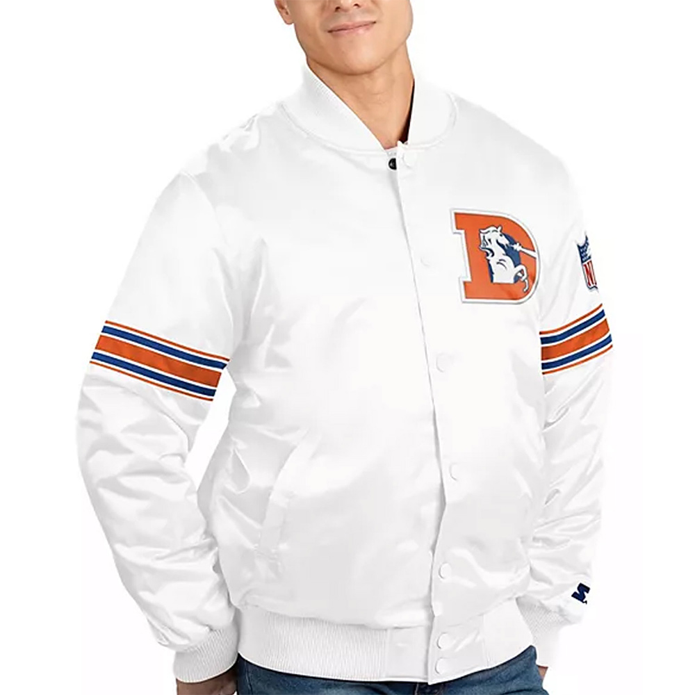 Denver Broncos The Power Forward White Satin Jacket - Image 4