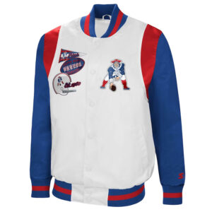The All-American New England Patriots White/Royal Satin Jacket