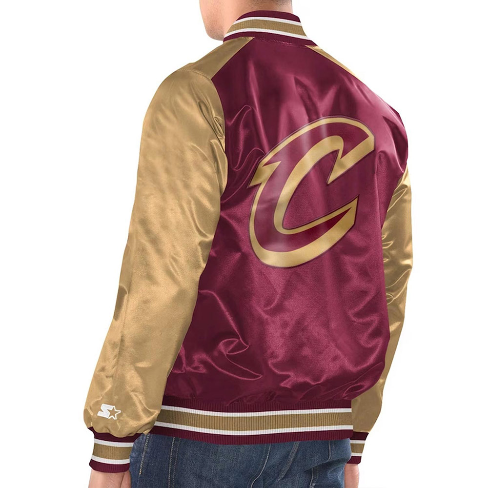 Wine/Gold Cleveland Cavaliers Renegade Varsity Satin Jacket - Image 2