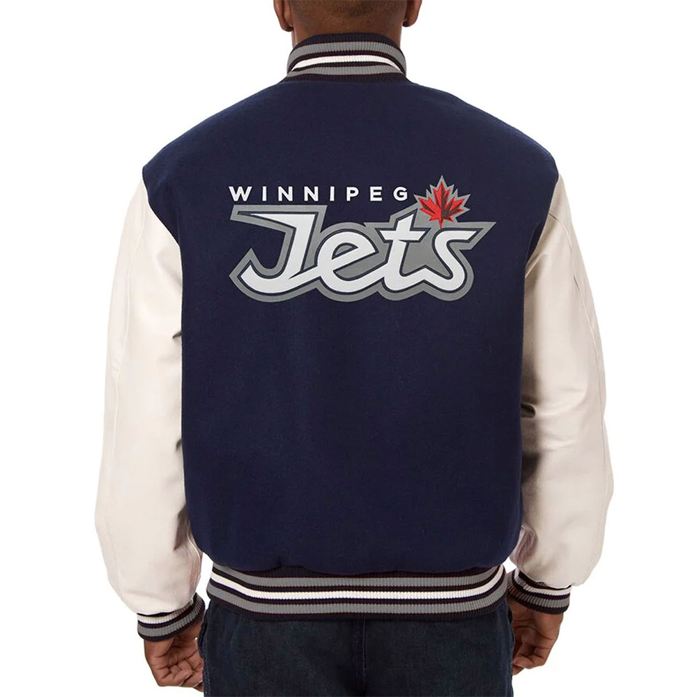 Winnipeg Jets Blue and White Varsity Two-Tone Jacket - Image 3