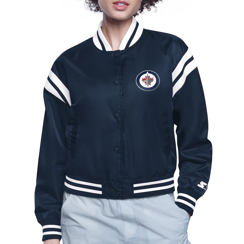 Winnipeg Jets Printed Logo Varsity Satin Jacket