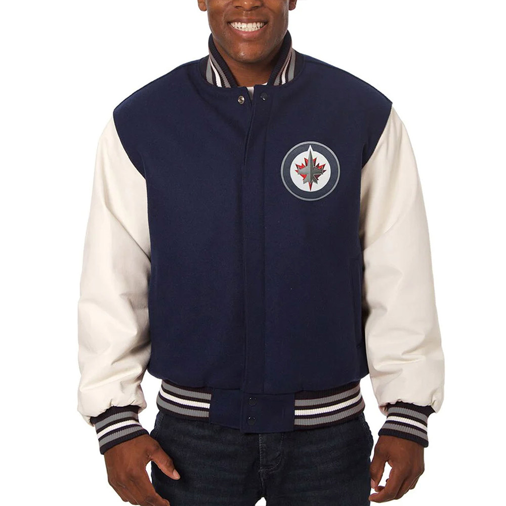 Winnipeg Jets Blue and White Varsity Two-Tone Jacket