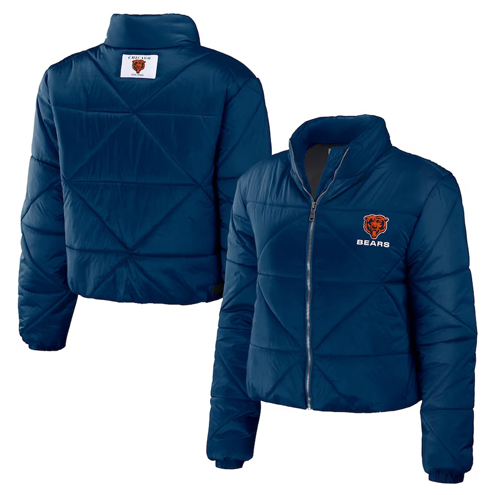 Women's Chicago Bears Puffer Cropped Jacket - Image 3