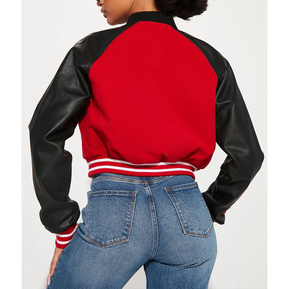 Women’s Chicago Bulls Cropped Varsity Jacket - Image 2