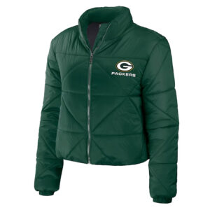 Women's Green Bay Packers Puffer Cropped Jacket