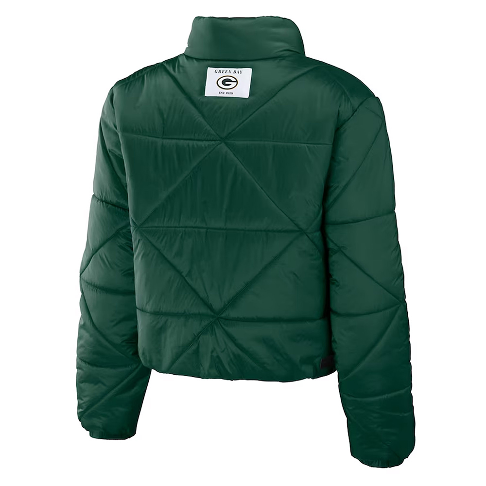 Women's Green Bay Packers Puffer Cropped Jacket - Image 2