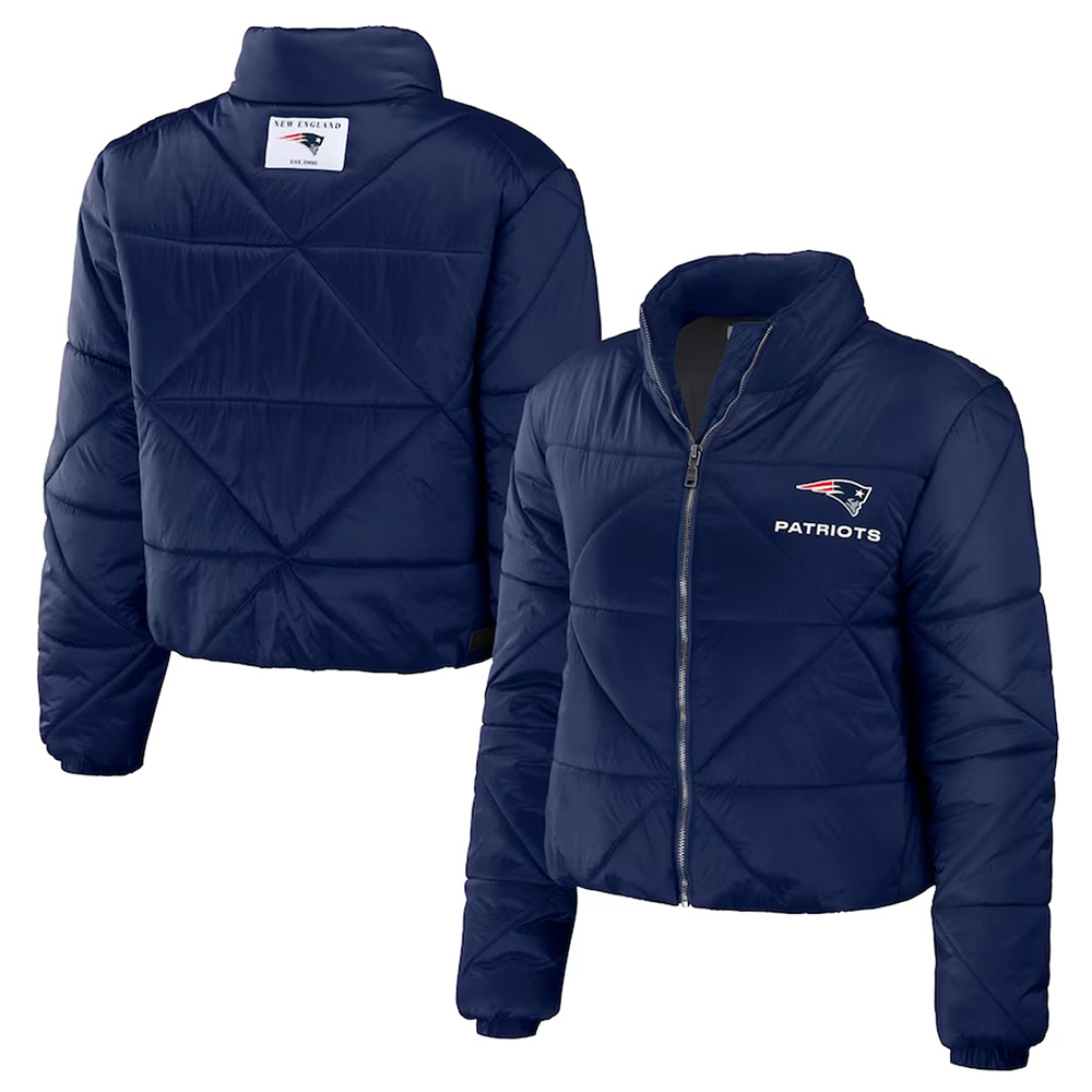 Women's New England Patriots Puffer Cropped Jacket - Image 3