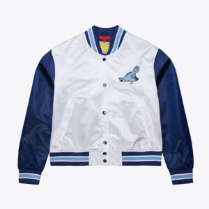 Womens Philadelphia Blue Jays Cropped White and Blue Satin Jacket