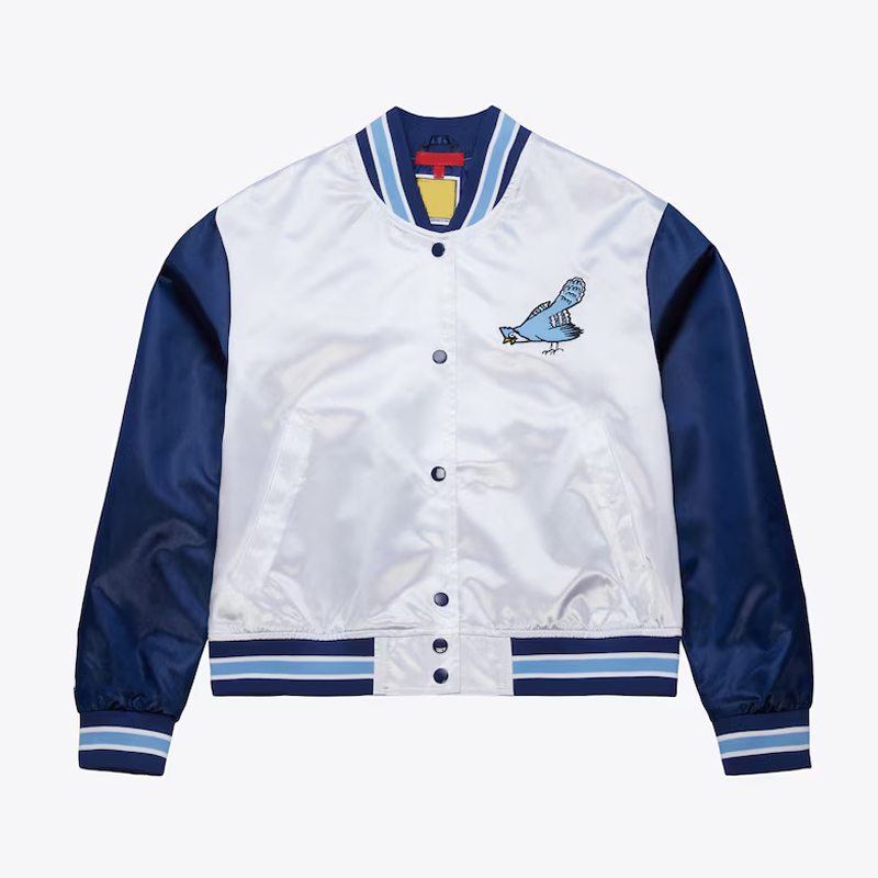 Womens Philadelphia Blue Jays Cropped White and Blue Satin Jacket