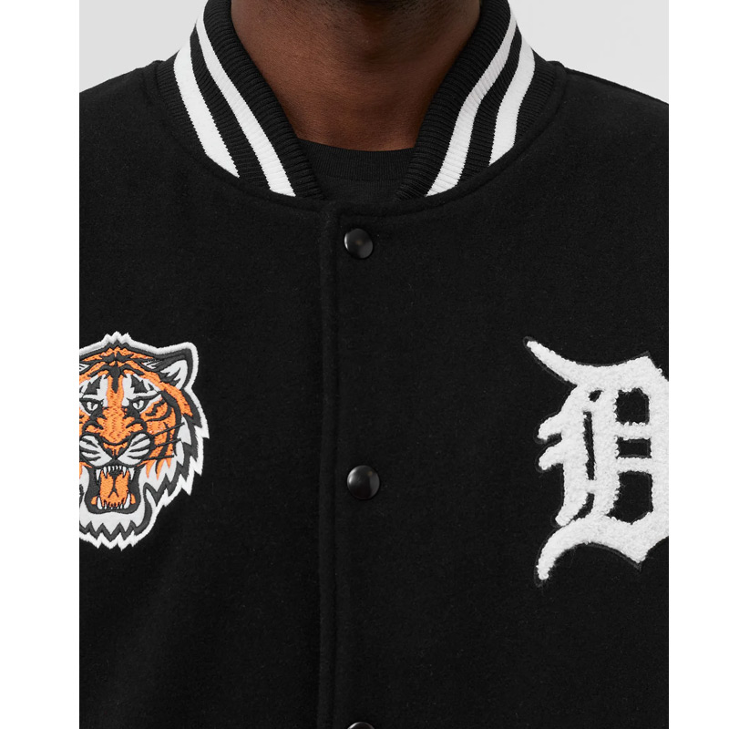 Wordmark Detroit Tigers Black and White Varsity Jacket - Image 4