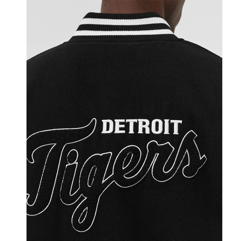 Wordmark Detroit Tigers Black and White Varsity Jacket - Image 5